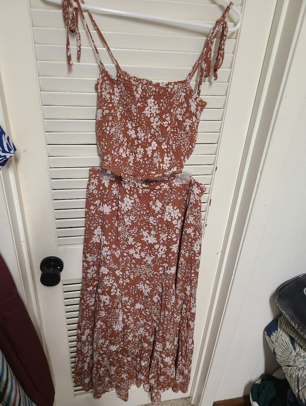 Abercrombie And Fitch Floral Gauze Crop Top And Midi Skirt Set